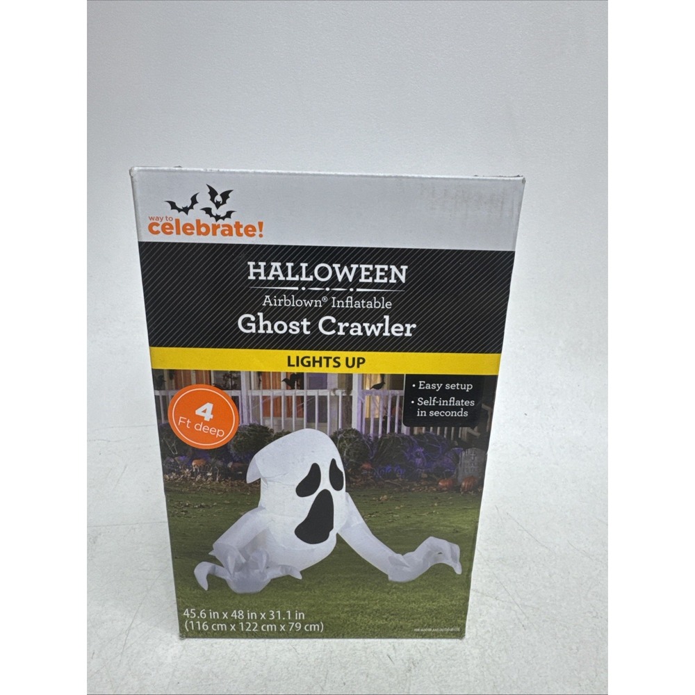 Way To Celebrate Ghost Crawler Halloween Yard Decor Airblown Inflatable 4ft Wide